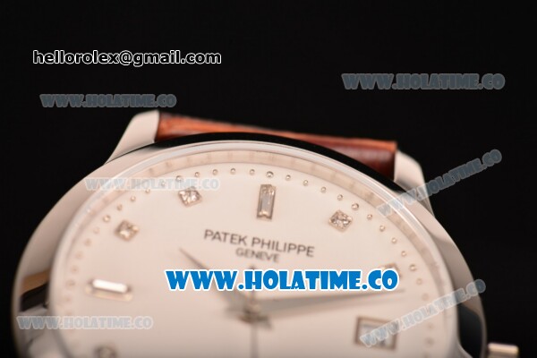 Patek Philippe Calatrava Swiss ETA 2824 Automatic Steel Case with Diamonds Markers and White Dial - Click Image to Close